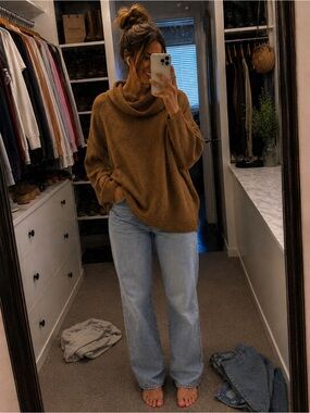 Women's Cozy Cowl Neck Sweater - Camel Brown